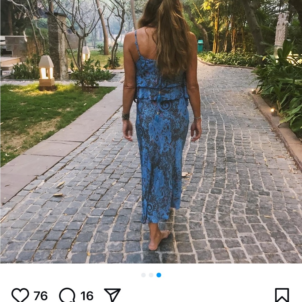 The Paige Elegant Blue Paisley Silk Maxi Dress - Picture 8 of 8